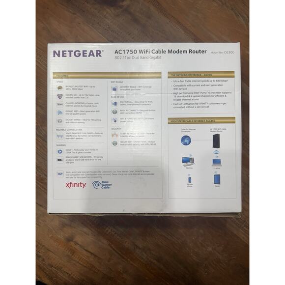 NETGEAR AC1750 C6300 Wifi Cable Modem Router Dual Band Gigabit Open Box - Picture 2 of 9